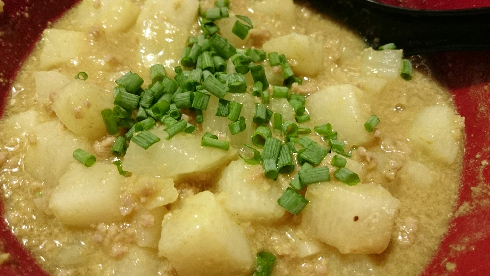 レンジDe〜長芋とひき肉のカレー風味