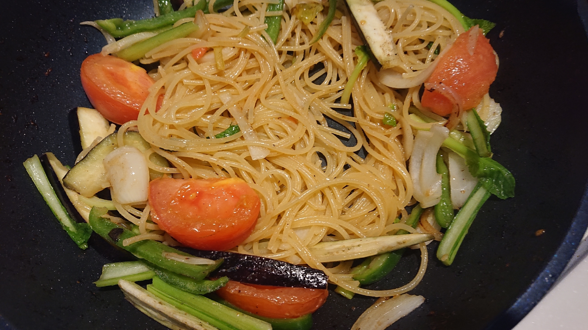 生姜で和風トマトパスタ