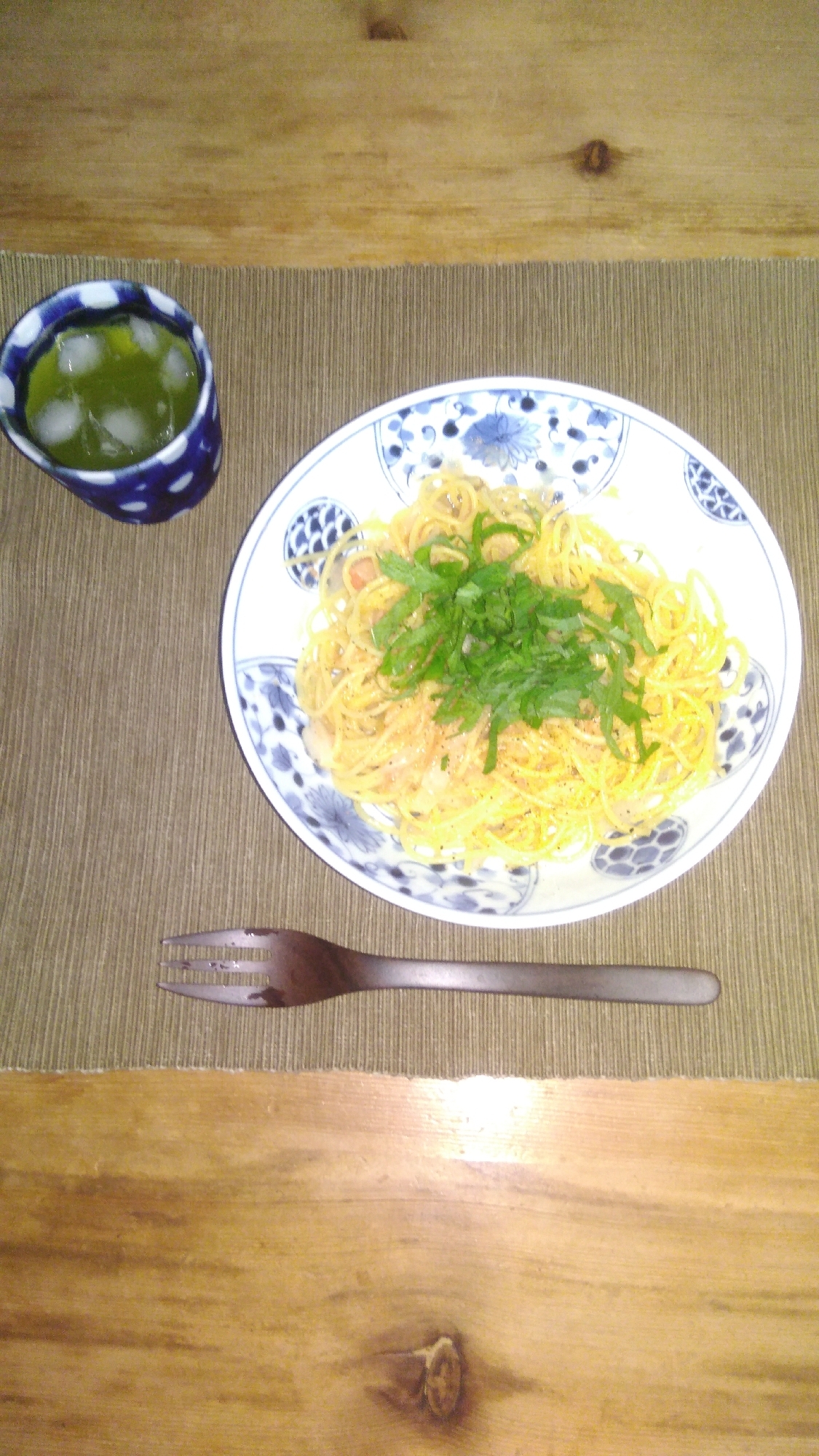 明太子パスタ　簡単に一人分。