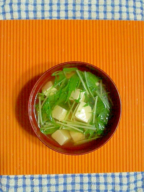 豆腐と水菜のコンソメスープ♪