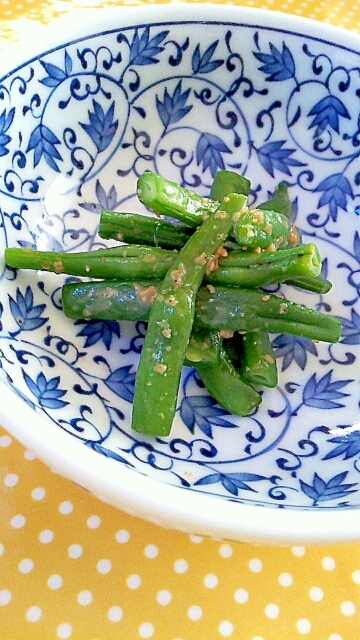 お弁当のおかずに✿いんげんのゴマ味噌和え❤