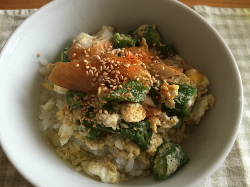 ちくわとオクラの卵ぶっかけ飯