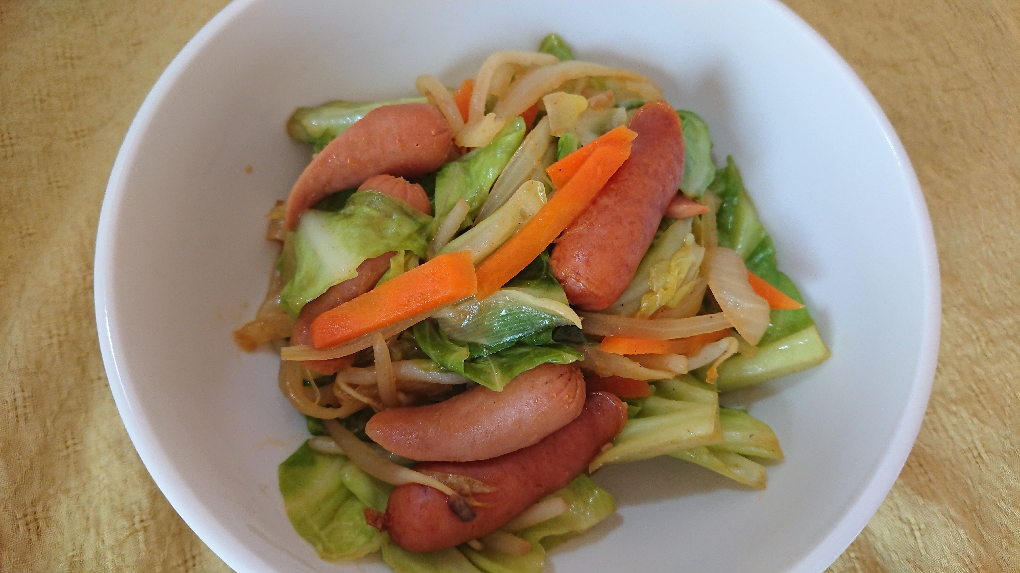 ウインナーと野菜のカレー風味炒め