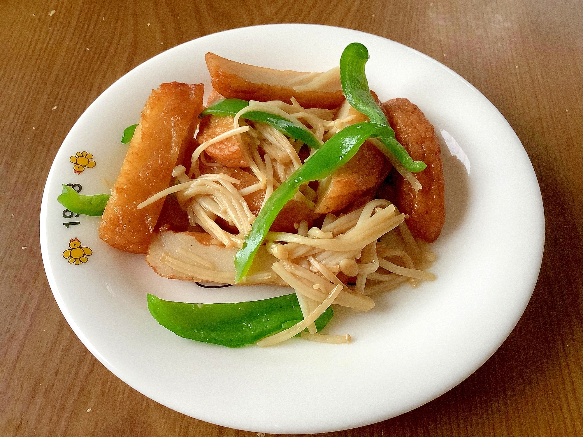 さつま揚げとピーマンえのきの麺つゆ煮