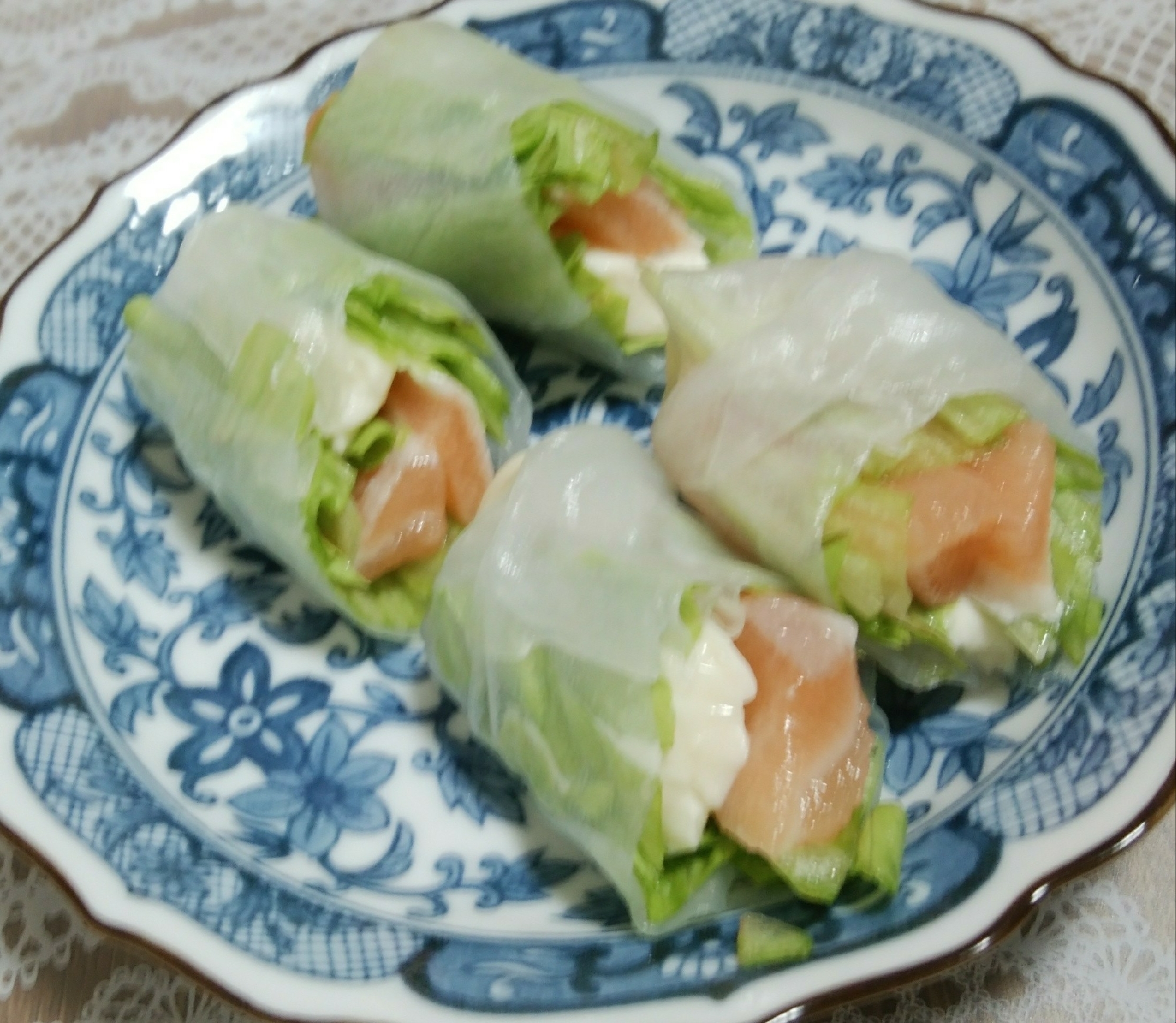 サーモン レタス クリームチーズ 生春巻き レシピ 作り方 By Mamacream 楽天レシピ