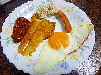 朝食プレート♡肉シューマイ＆カレイ唐揚＆チキンマヨ