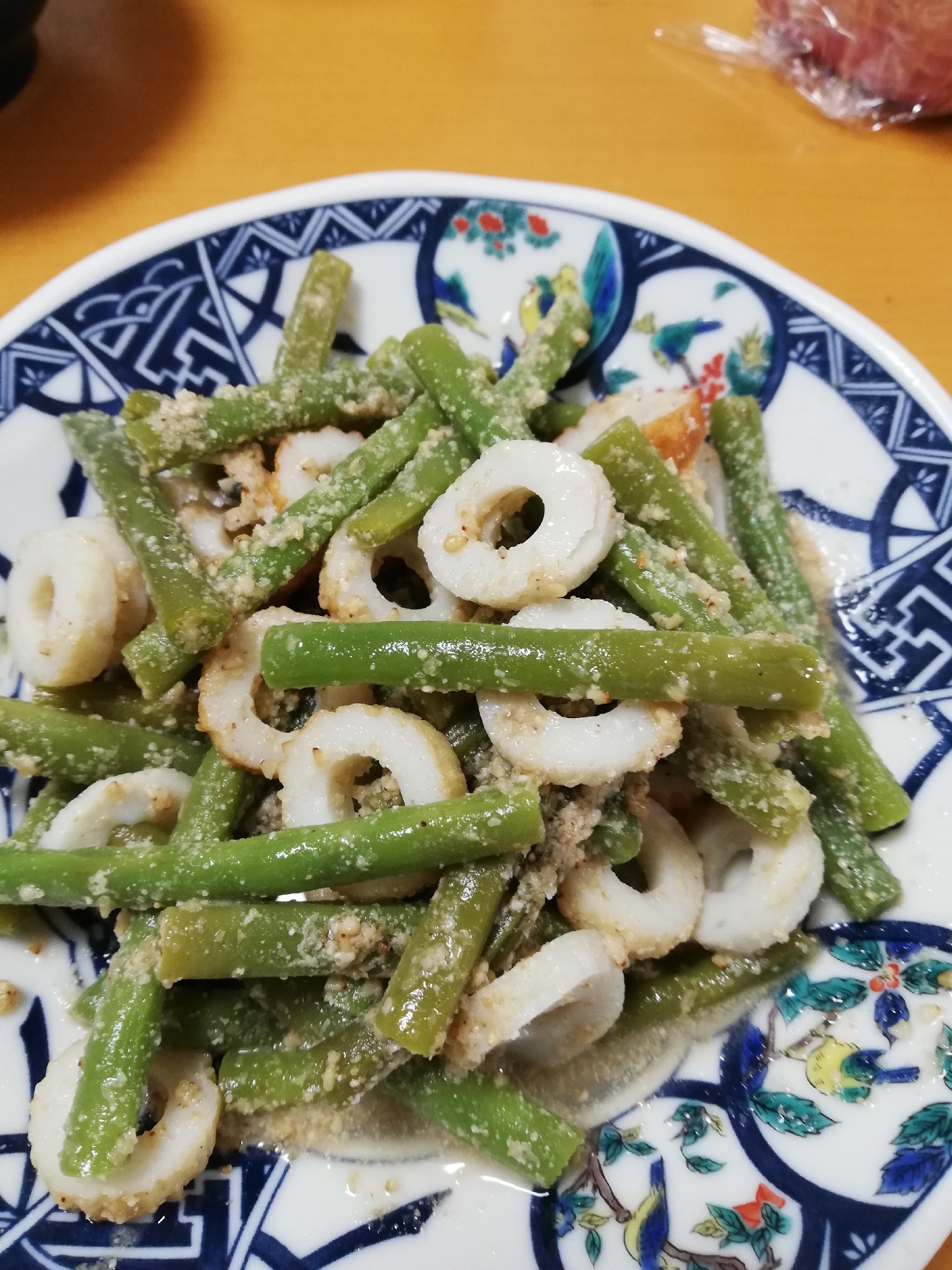 電子レンジで時短☆ちくわとインゲンのごま和え