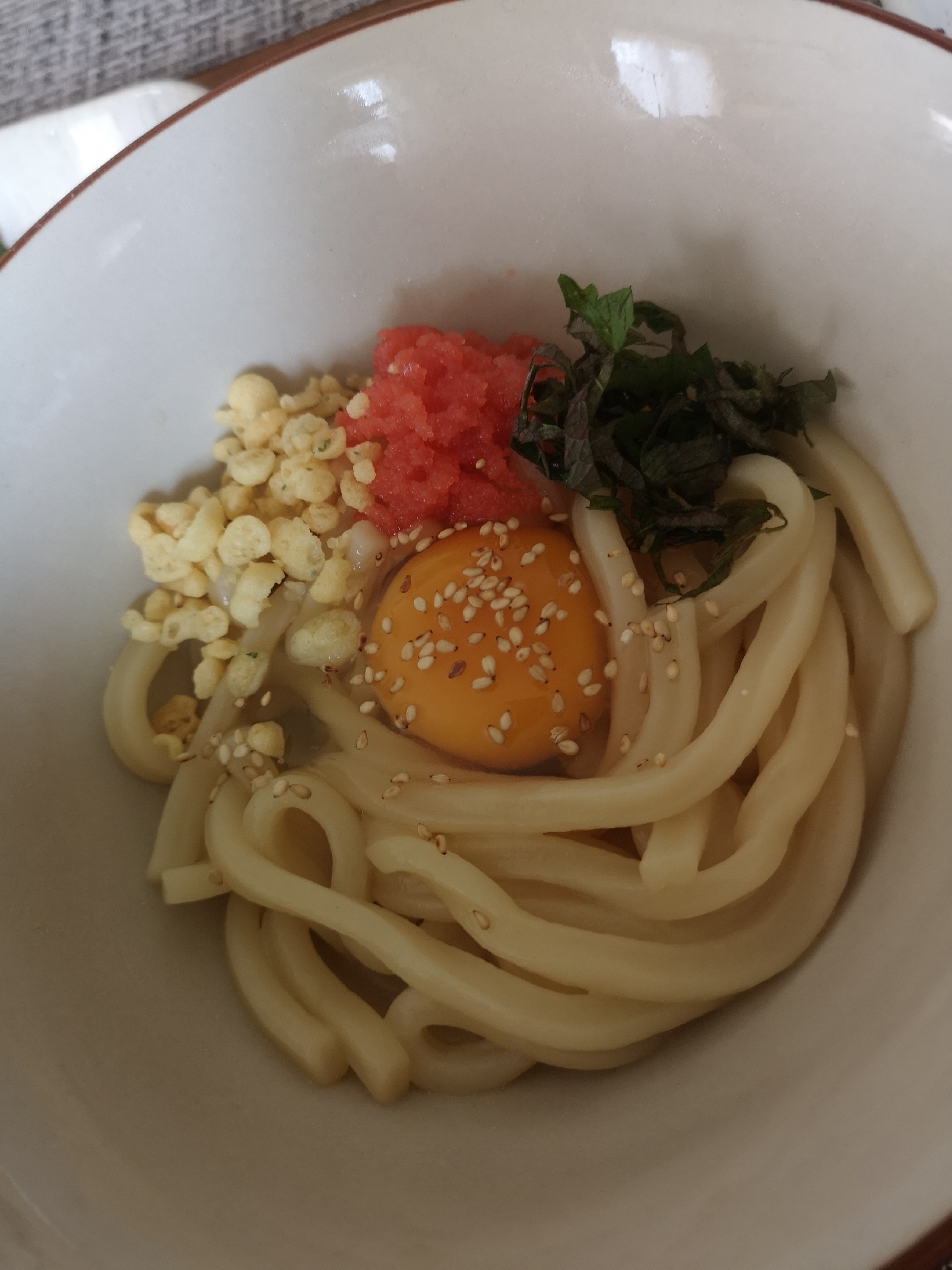 簡単！明太釜玉うどん(*^^*)