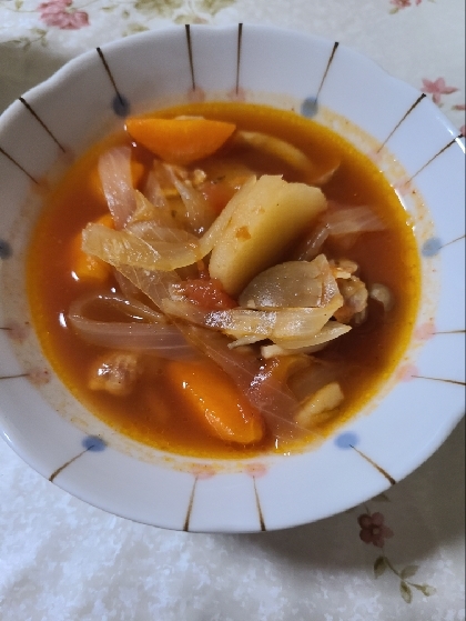 寒い日には！根菜と大豆のミネストローネ☆
