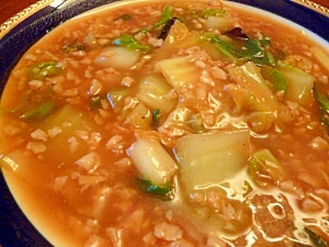 鶏ひき肉と白菜の中華スープ煮☆麻婆風
