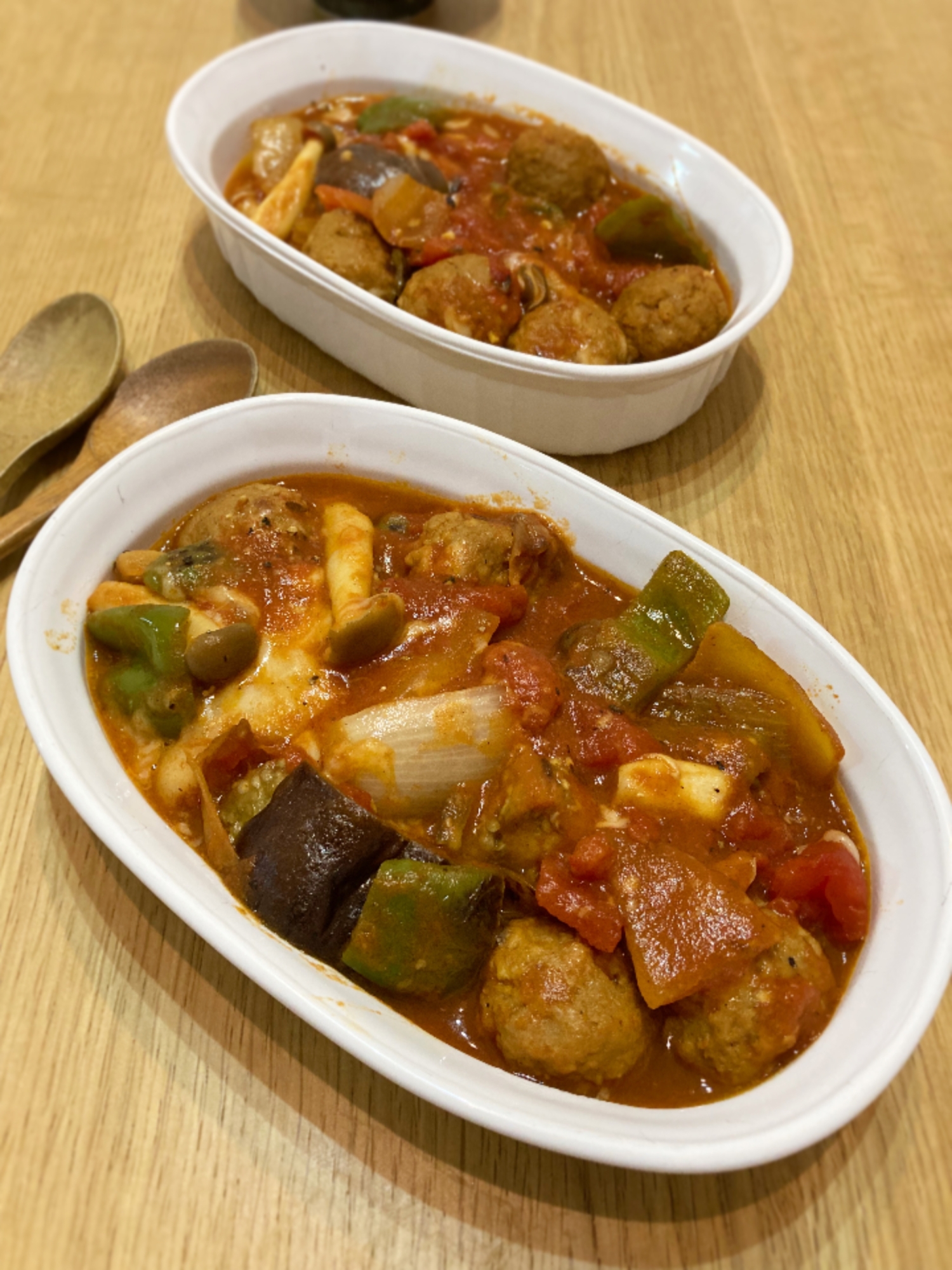 季節の野菜とトマトのチーズ煮込み❣️