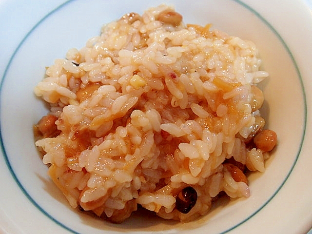 餃子のたれで　❤なめたけと納豆の雑穀混ぜご飯❤