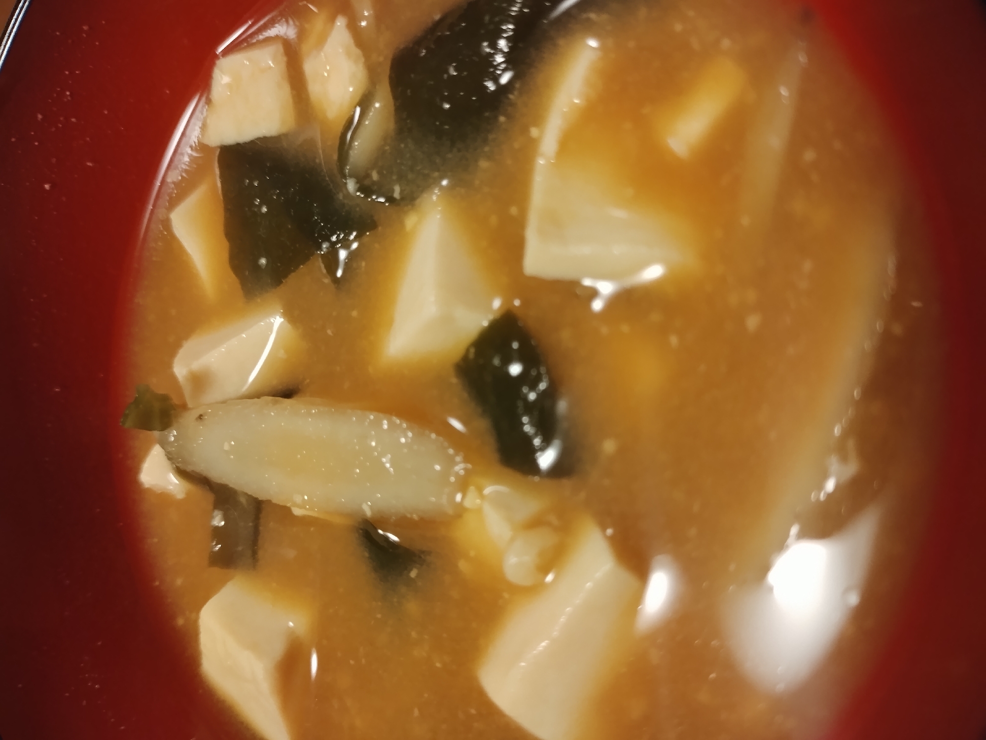 豆腐とわかめとごぼうの味噌汁