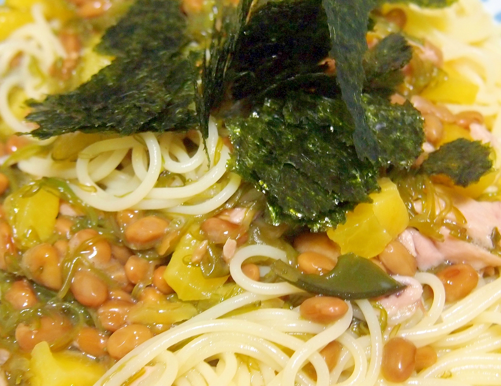 和えるだけ！ツナ納豆めかぶの和風パスタ