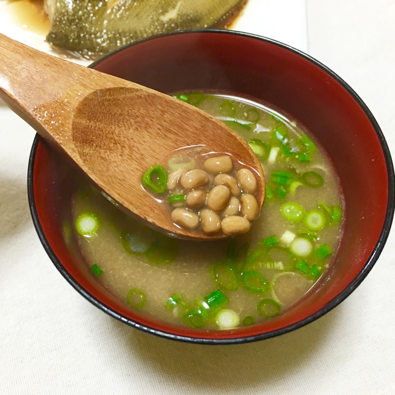 鯖の水煮汁で旨味たっぷり納豆汁♡