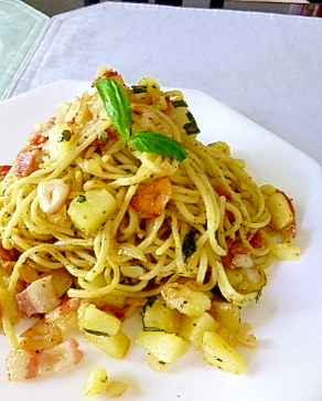 じゃがいもとベーコンのジェノベーゼパスタ レシピ 作り方 By 遊星 楽天レシピ