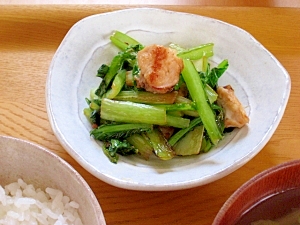 簡単。もう一品！　小松菜と鶏肉の小鉢。