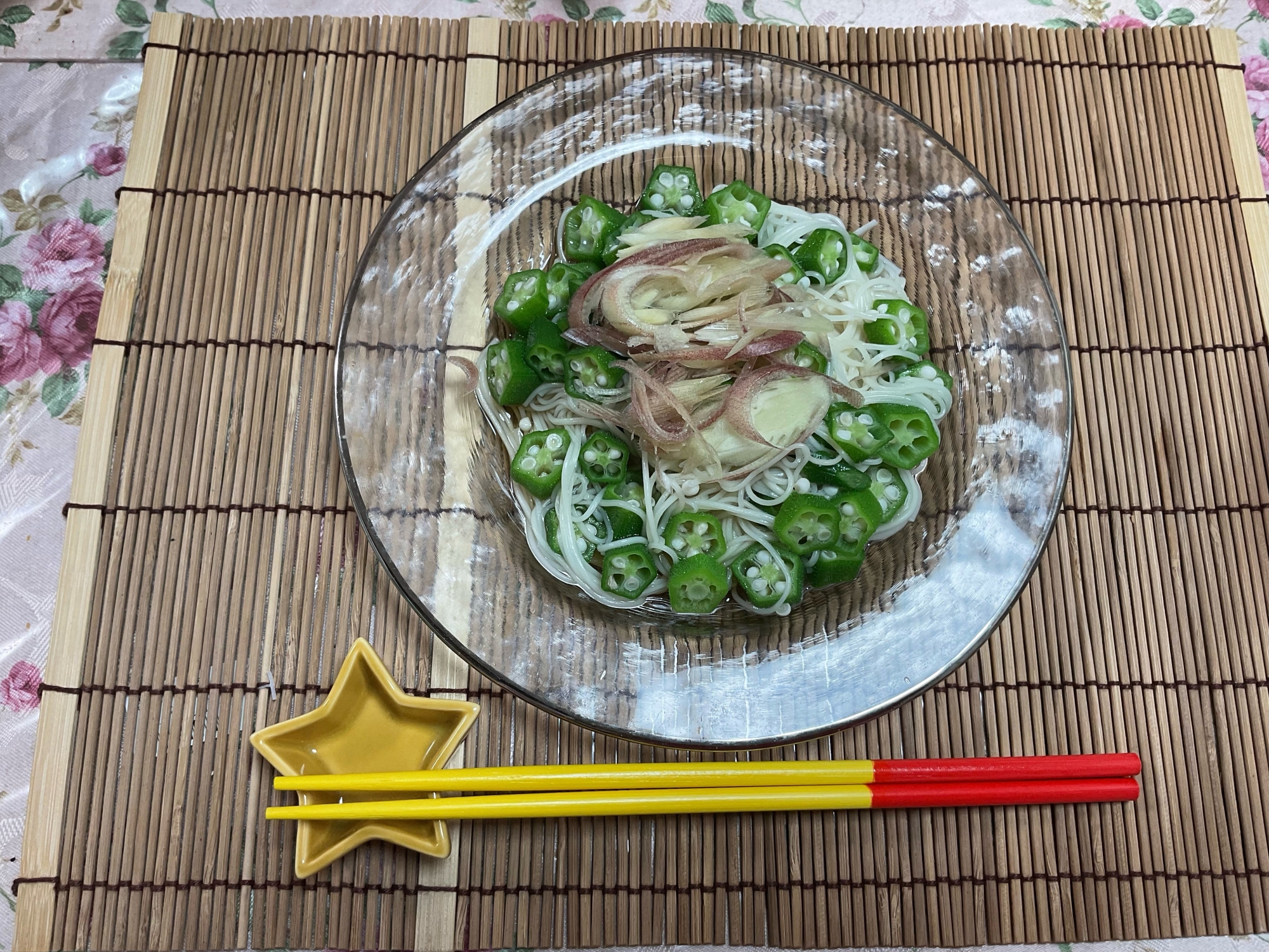 七夕にぴったりのオクラとみょうがのそうめん