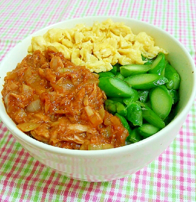 赤緑黄色☆ツナ三色丼