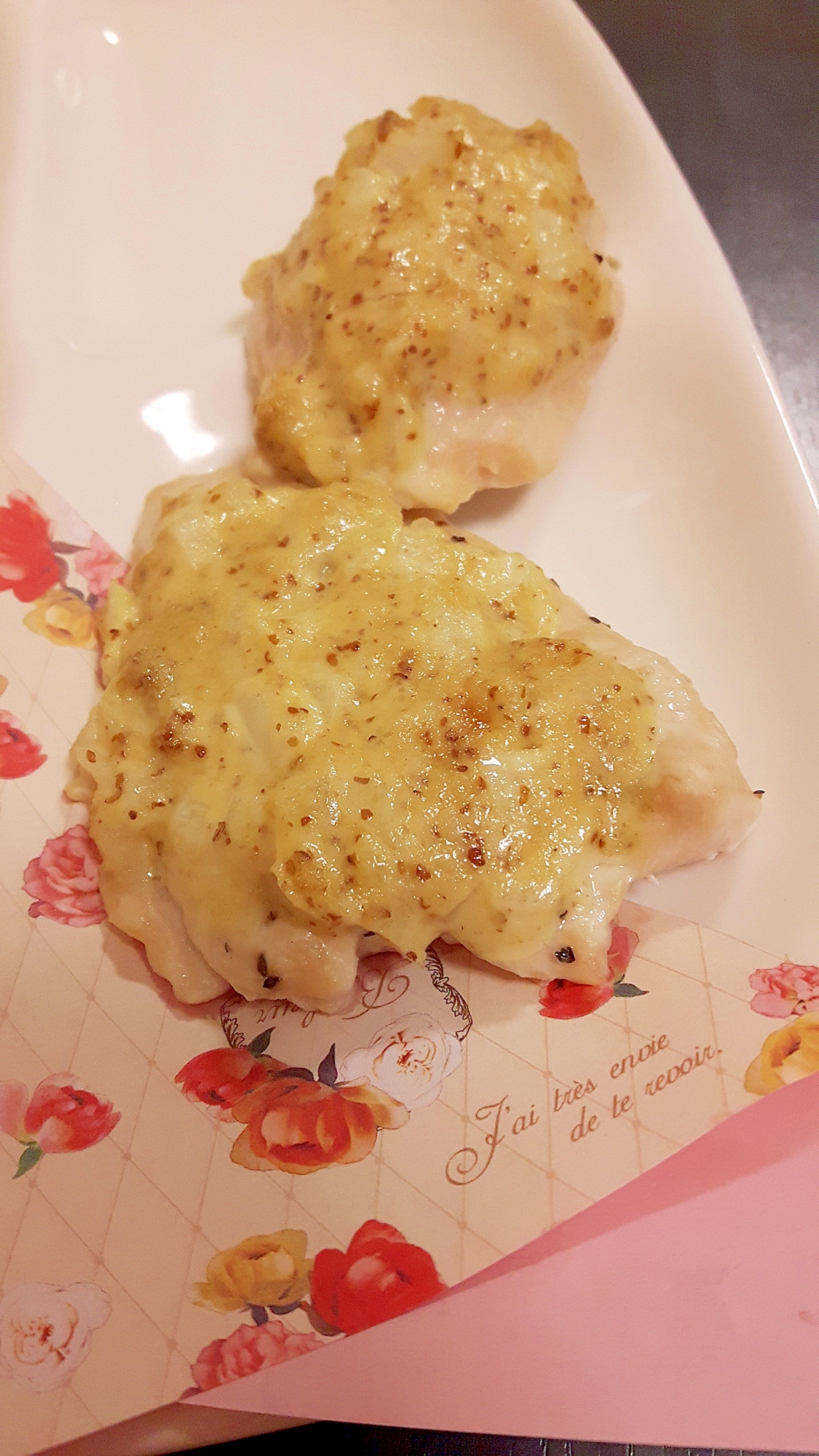 簡単！鶏むね肉のマヨ＆粒マスタードソース焼き