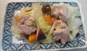 鶏肉と野菜の辛子ポン酢炒め