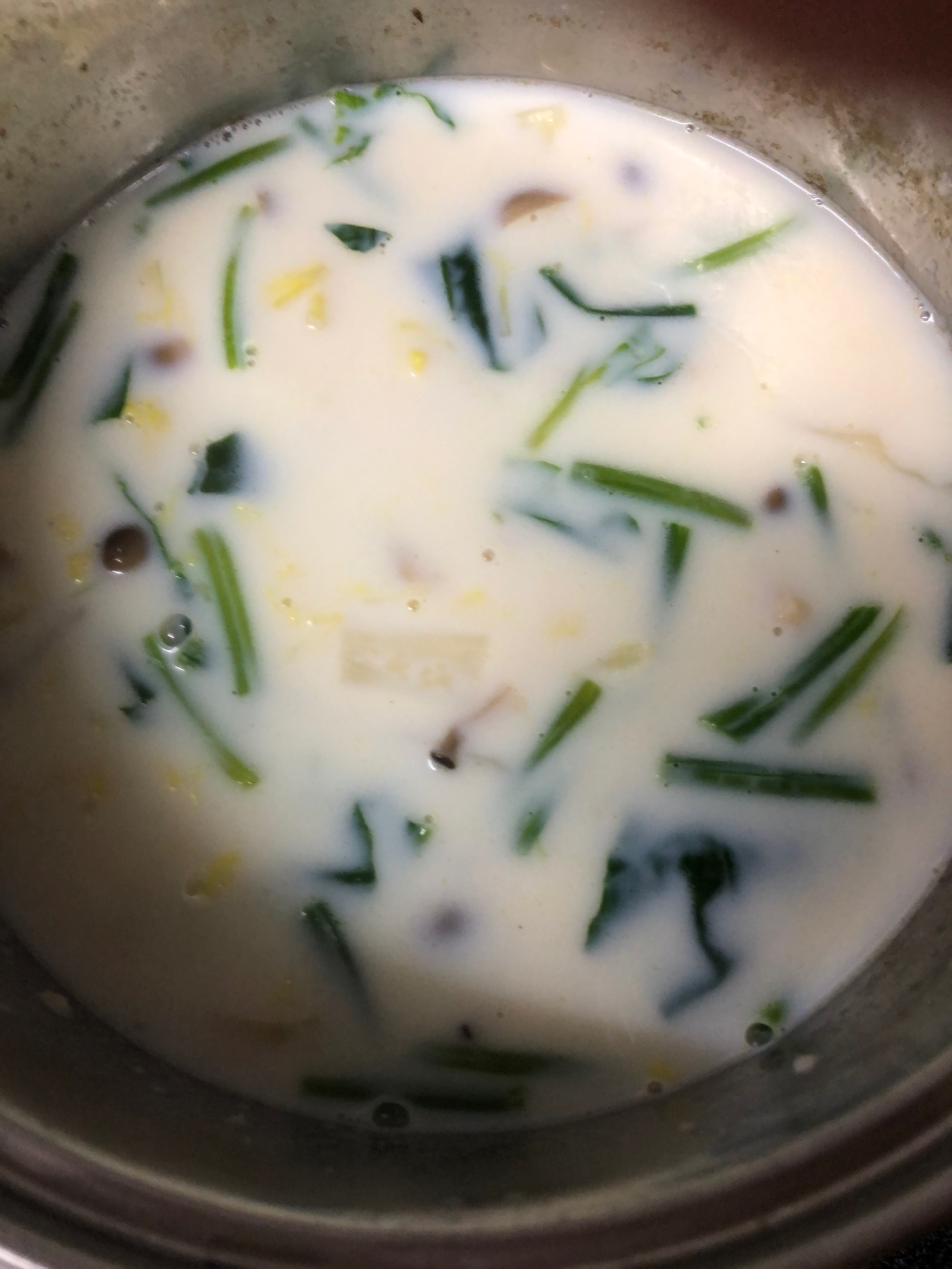 白菜とほうれん草のクリームスープ