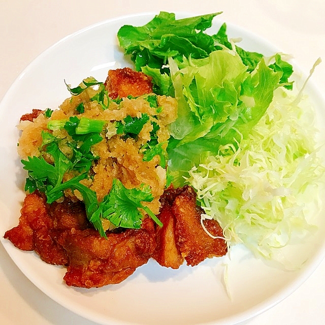 鶏唐揚げ♪おろしパクチーがけ