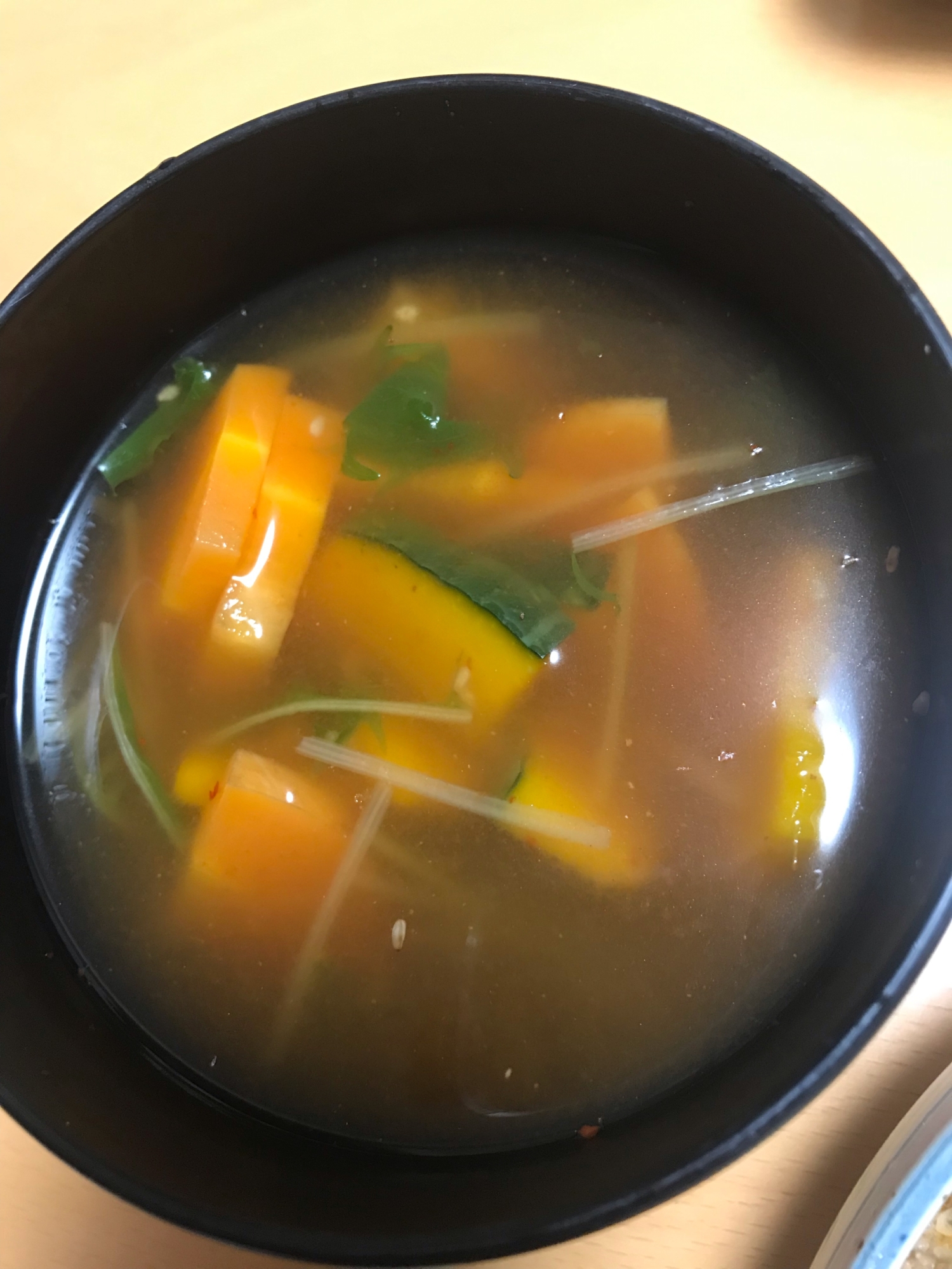 かぼちゃが入った豆板醤スープ