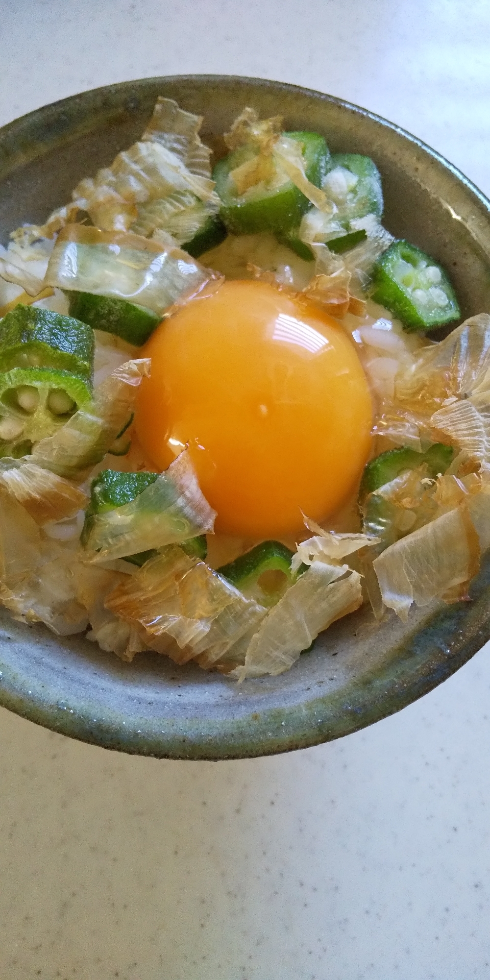 冷凍オクラde卵かけご飯☆