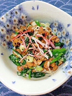 納豆の食べ方-菜の花＆カニカマ♪