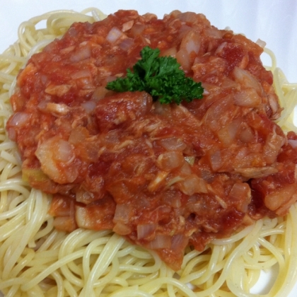 ツナとトマト缶のスパゲティ キャンプにもどうぞ レシピ 作り方 By あいおあおこ 楽天レシピ