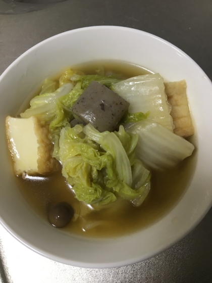 厚揚げ豆腐と白菜とこんにゃくの煮浸し(^^)