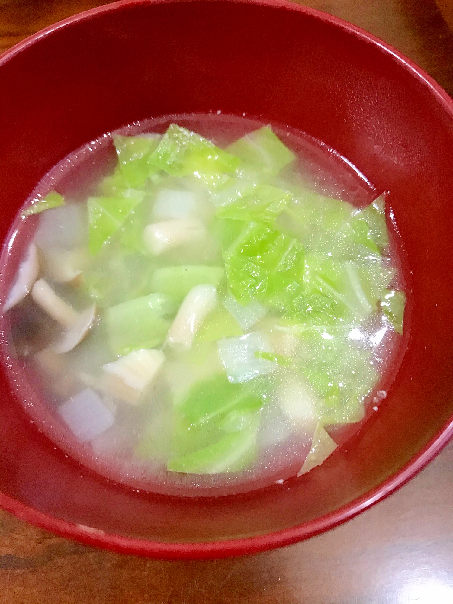 キャベツ、玉ねぎ、しめじの中華スープ