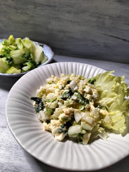 白菜の漬物リメイク♬ゆで卵のコールスローサラダ風