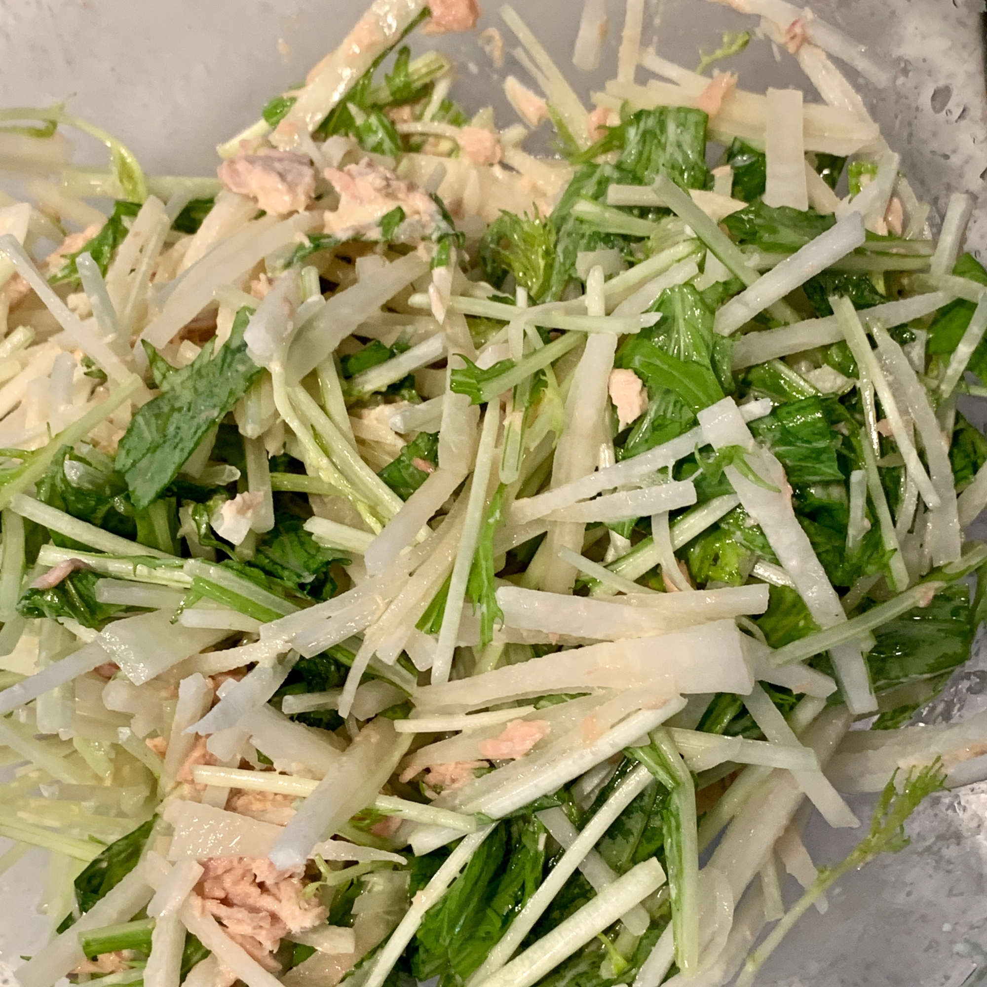 【常備菜】簡単!水菜大根ツナサラダ【大量消費】