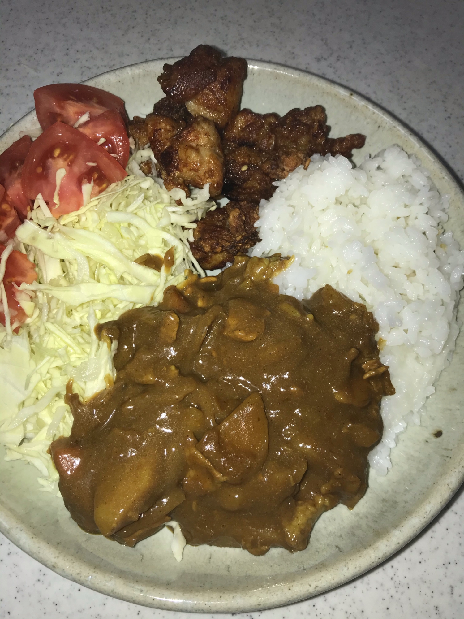 ワンプレートご飯☆カレー＆唐揚げ