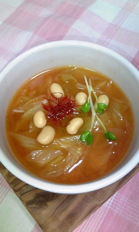 ピリッ辛！大豆de韓国風辛口スープ♪