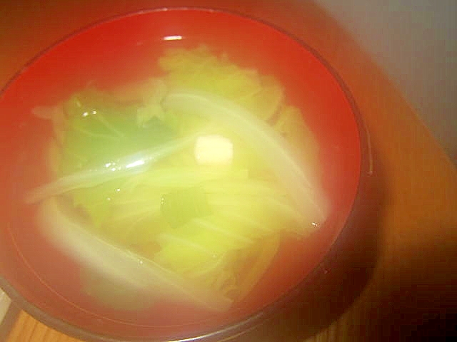 帆立白菜葱スープ（鶏ガラ汁）
