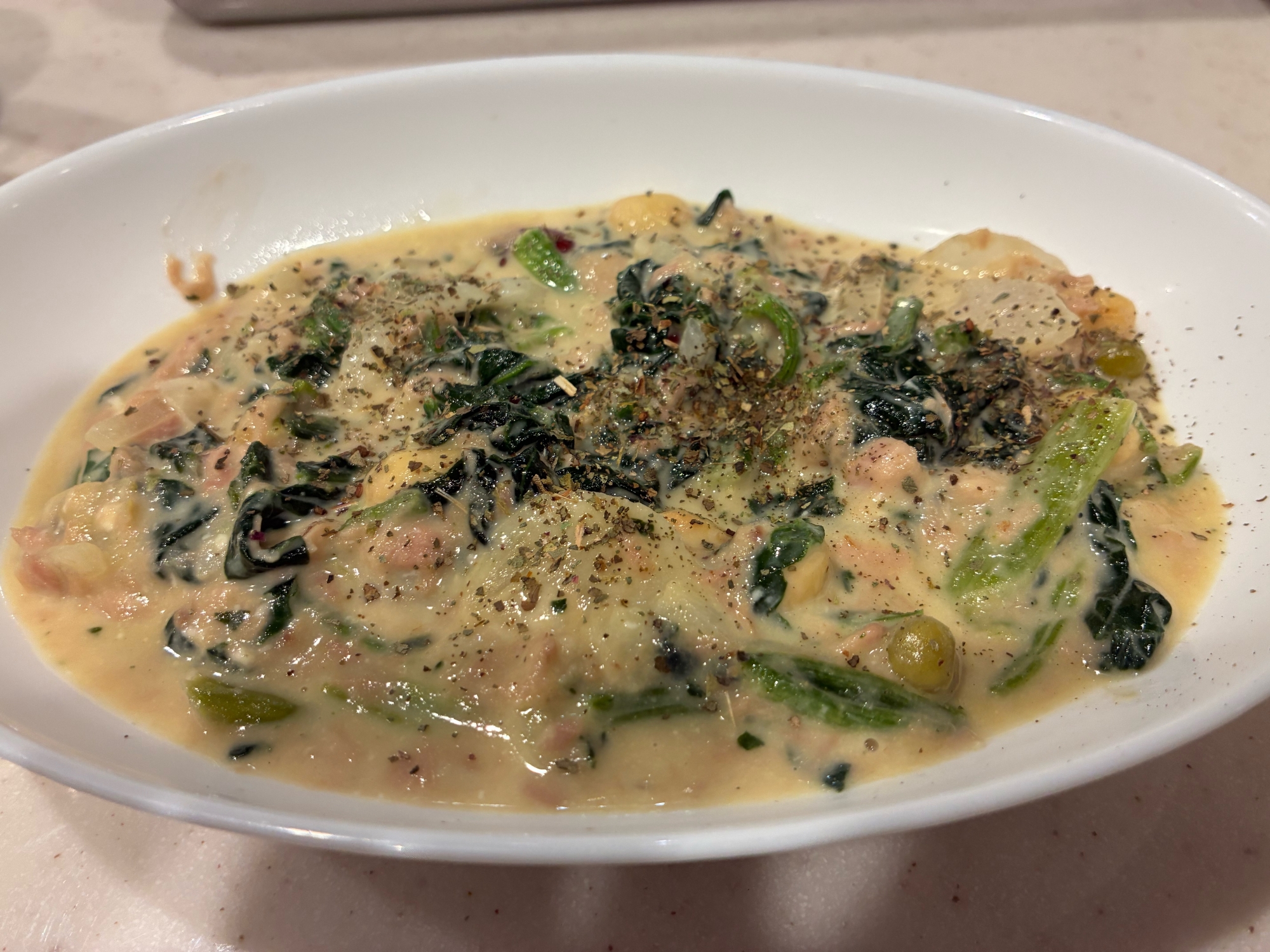 ほうれん草サラダ豆のツナマヨバター炒め。1040