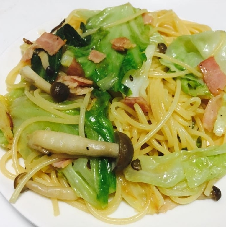 きのことキャベツのパスタ