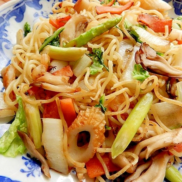 ６分！？市販品で❤冷凍シーフードと竹輪の塩焼きそば