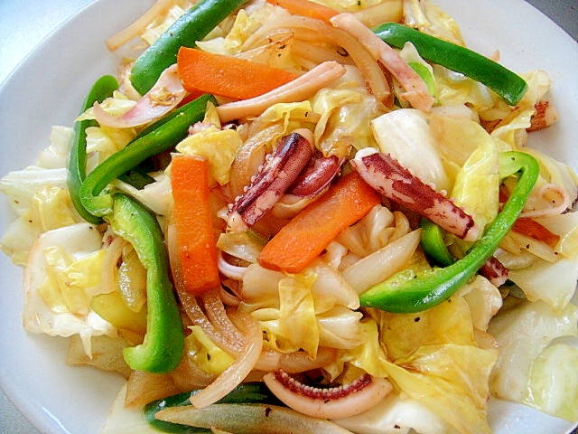 いかゲソ入り野菜炒め レシピ・作り方 By Mint74｜楽天レシピ