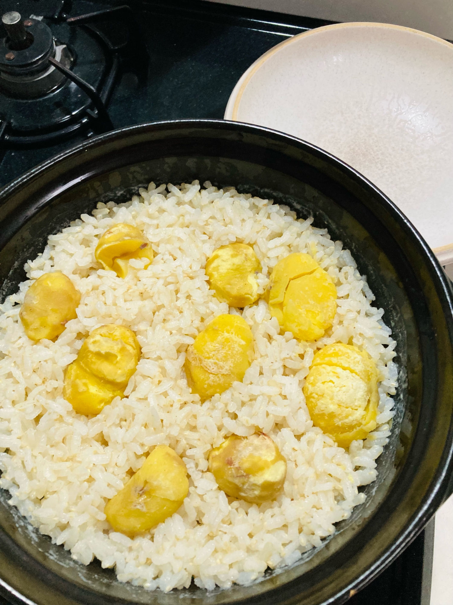 土鍋で栗ご飯