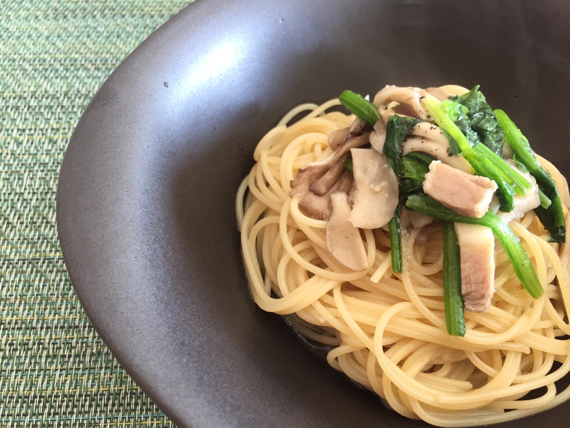 白だしで簡単失敗なし!キノコとベーコンの和風パスタ