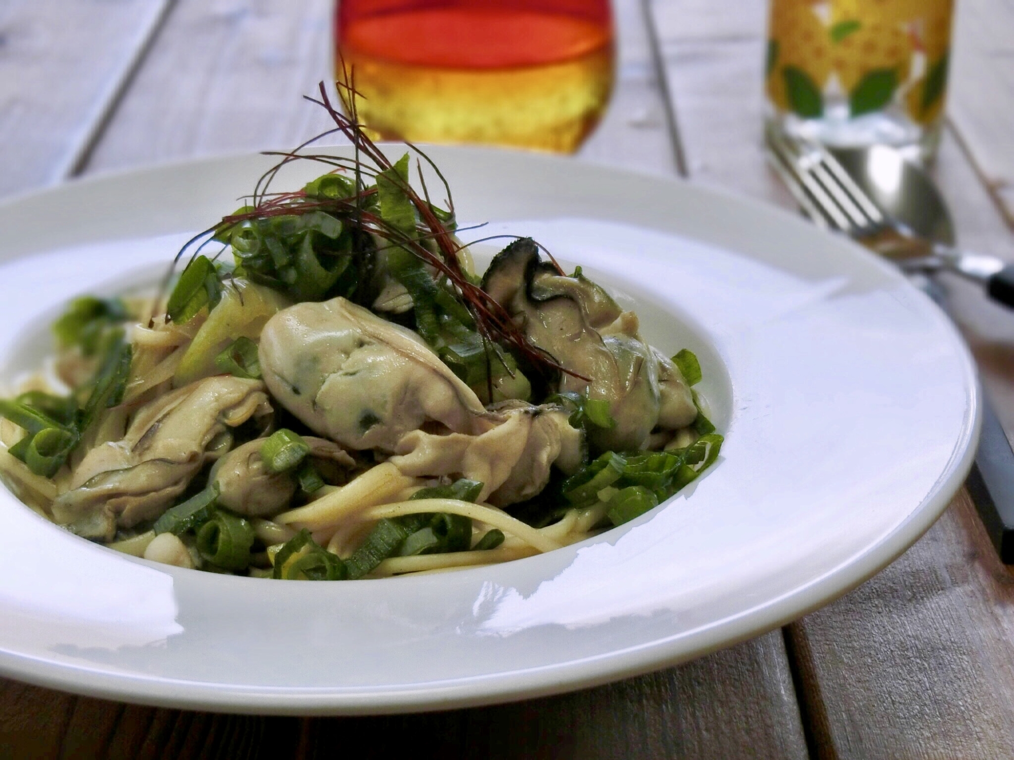 牡蠣とネギのひやむぎ レシピ 作り方 By 大矢知金魚印 うまくてご麺 楽天レシピ