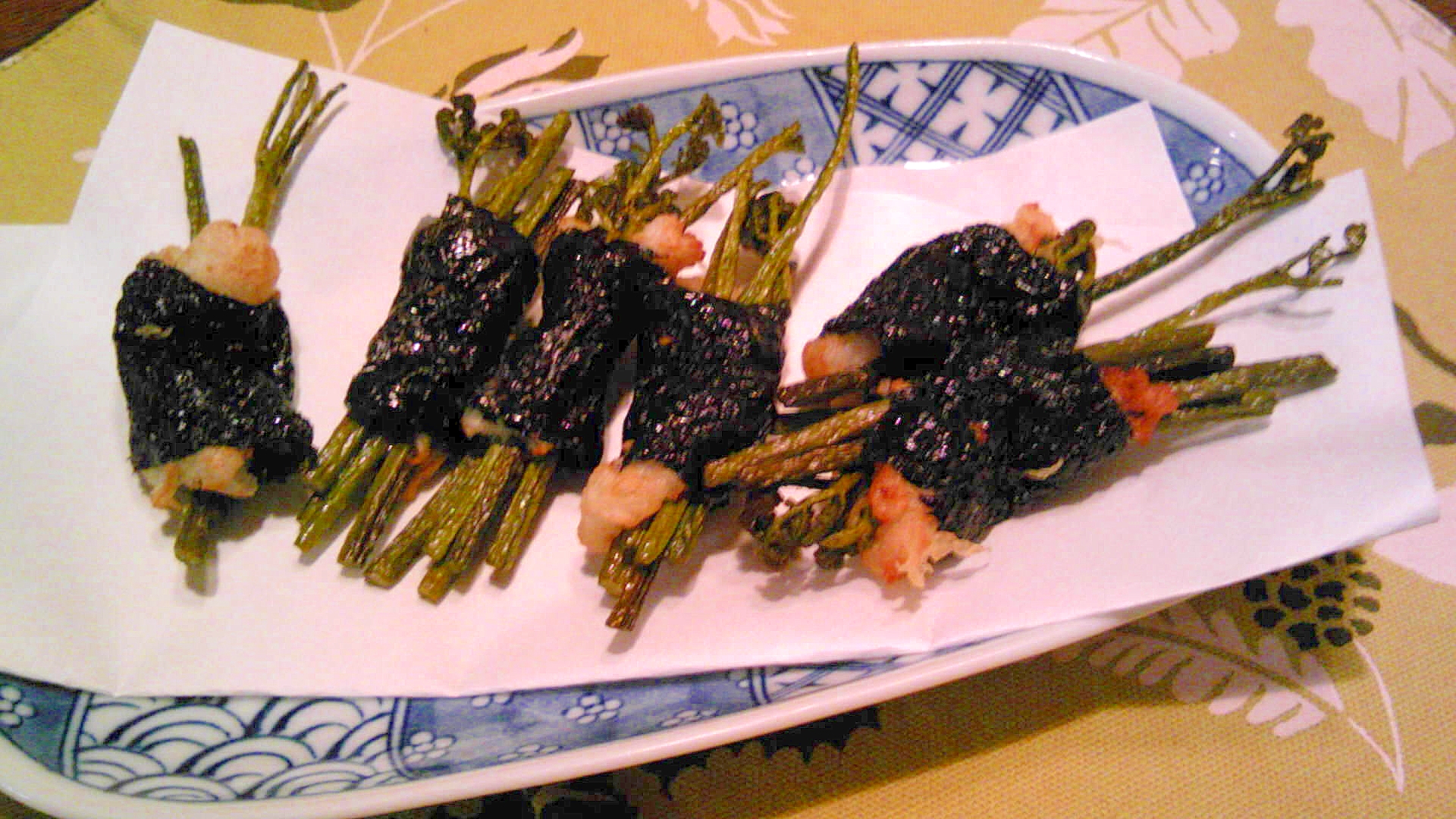 蕨の手芋・海苔巻天ぷら
