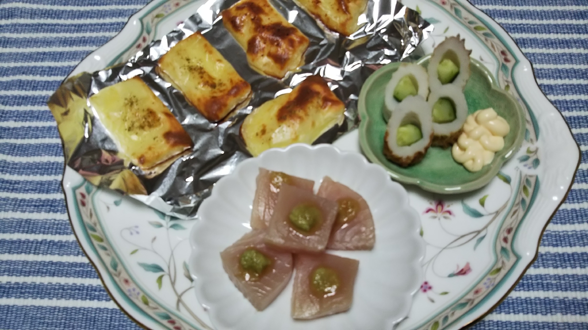 焼きチーズと竹輪きゅうりとびんちょうマグロ☆