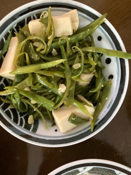 ささげのからし醤油炒め