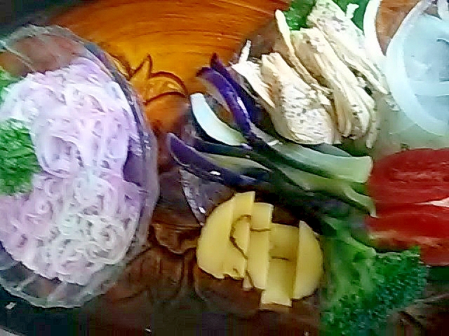 チキン野菜サラダ&素麺ランチ