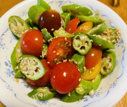 きゅうりとオクラとトマトの酢の物